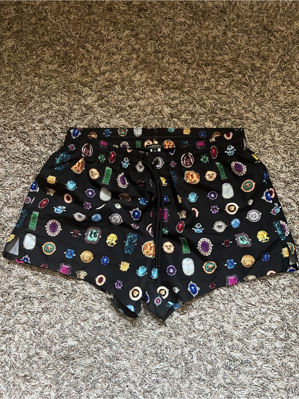 Versace Black Jewel-Print Athletic Shorts - Picture 1 of 6
